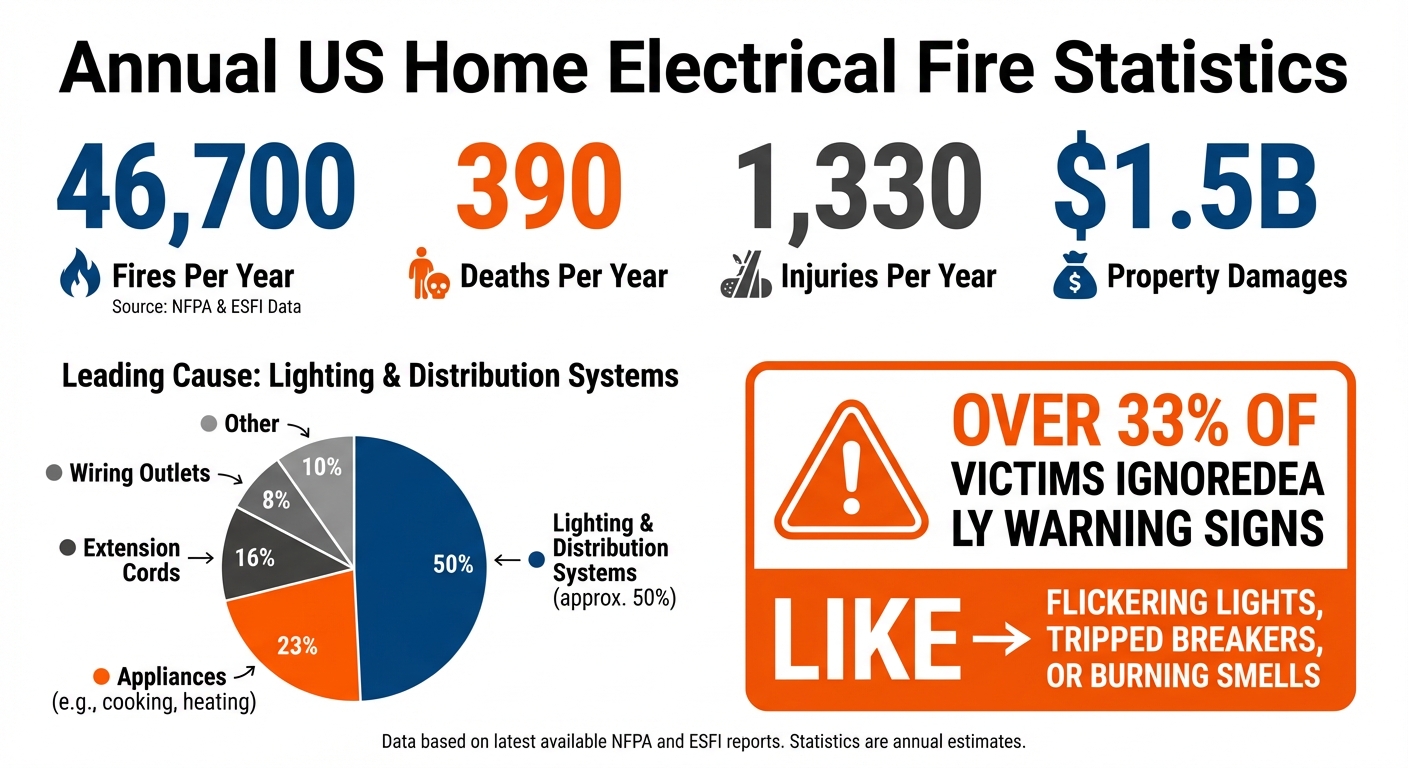 Annual US Home Electrical Fire Statistics