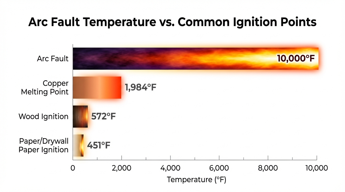 Arc Fault Temperature vs. Common Ignition Points