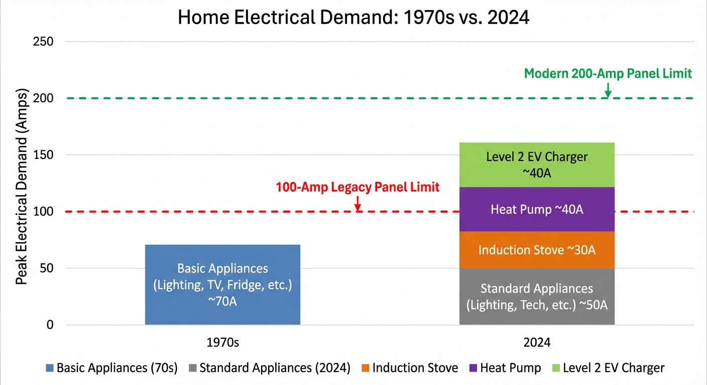 Home Electrical Demand: 1970s vs. 2024