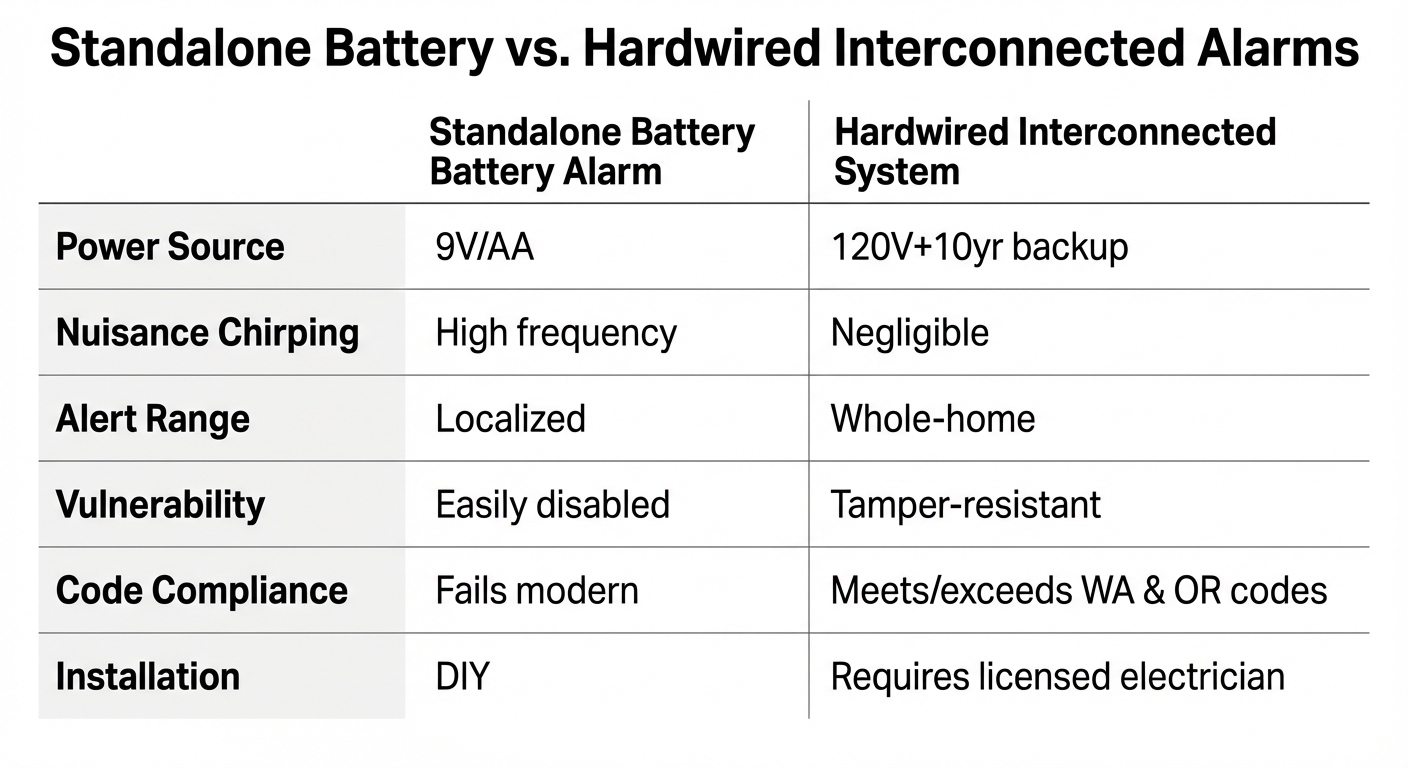 Standalone Battery vs. Hardwired Interconnected Alarms