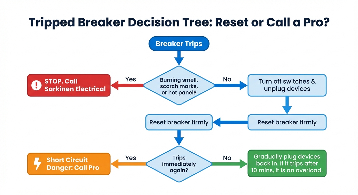 Tripped Breaker Decision Tree: Reset or Call a Pro?